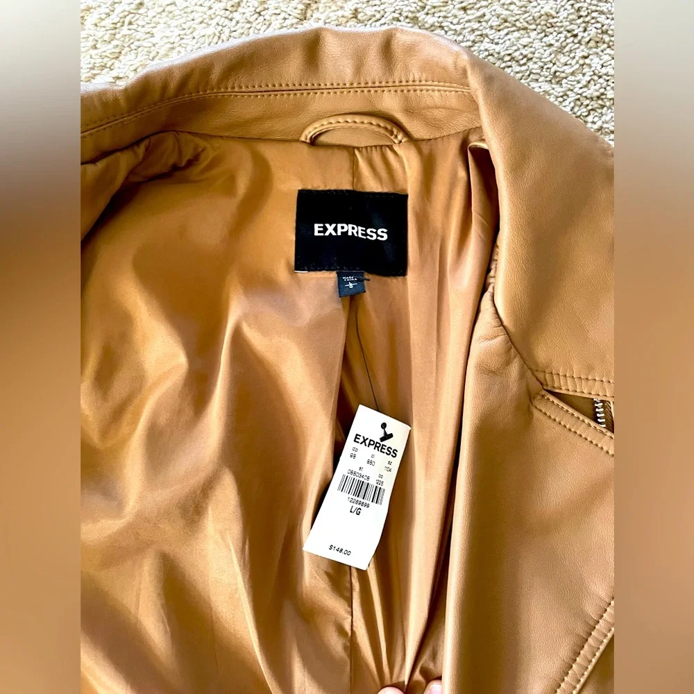 NWT- express tan leather jacket - Picture 5 of 9
